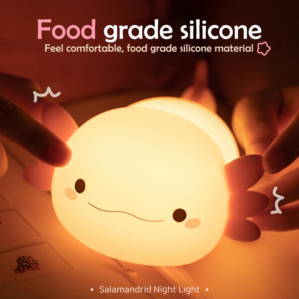 1PC Children's Night Light 2 On Silicone Baby Crib Sleeping Light Portable USB Rechargeable Bedside Lamp
