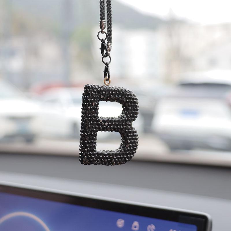 Rhinestone Ceramic Cross Pendant for Car Mirror Decor