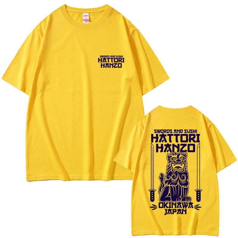 

2025 Summer Hattori Hanzo RED Swords and Sushi Kill Bill Okinawa Japan Tarantino Men Women 100% Pure Cotton Printed T-shirt L
