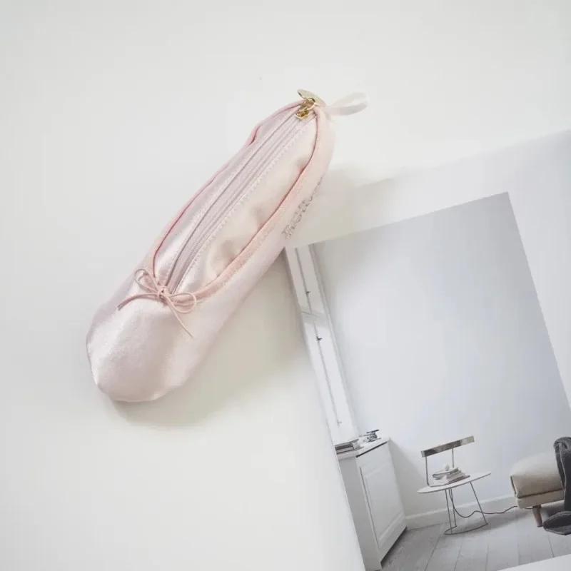 

1 шт., креативная имитация розовых балеток, сумка для ручек, портативный красивый пенал на молнии для девочек, сумка для макияжа, школьные принадлежности, подарок для детей розовый