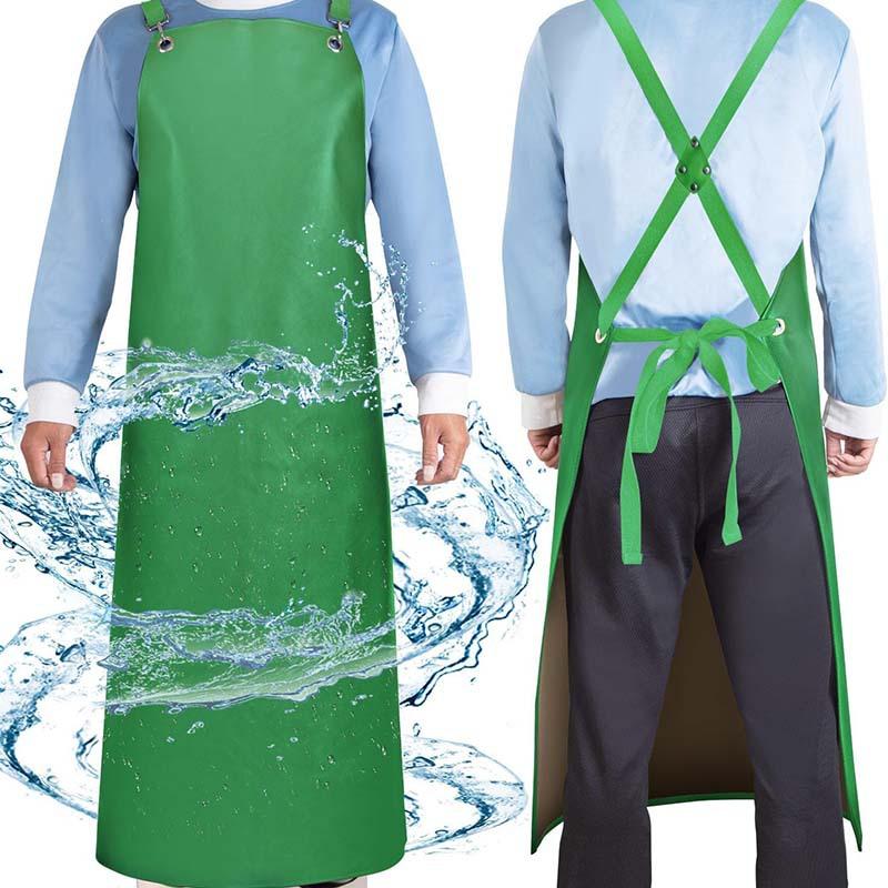 

Beef Tendon Oil-proof Waterproof Heavy-duty Butcher Apron Kitchen Apron Vest Labor Insurance Aquatic Work Clothes Unisex зелений