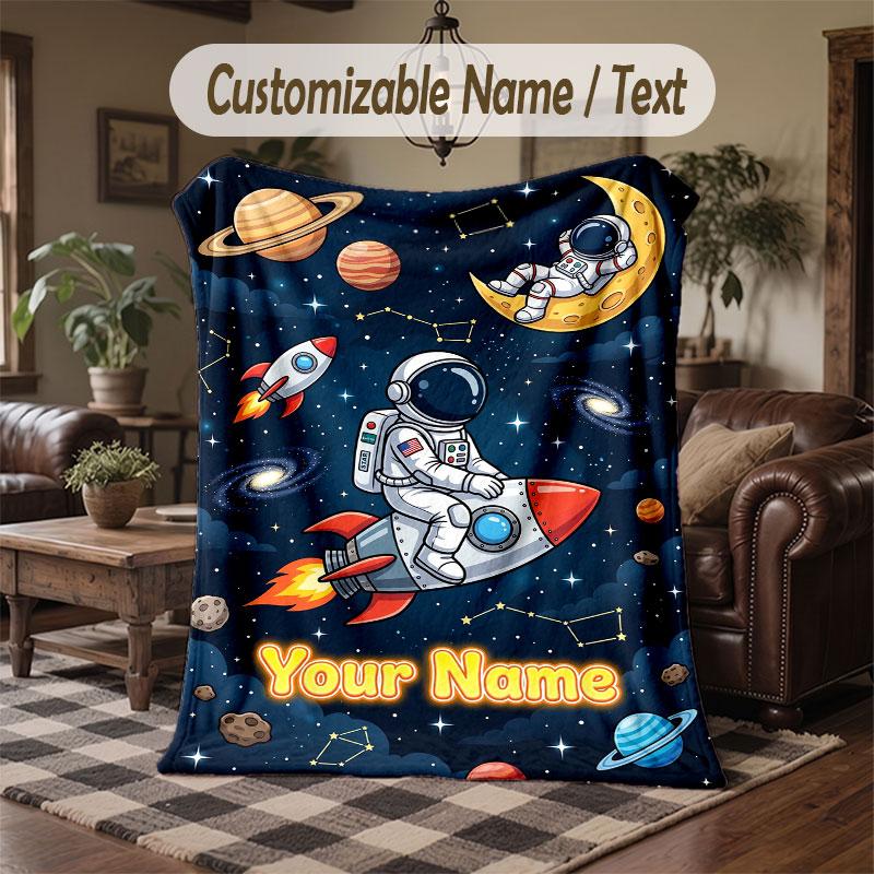 Coperta Cosmica a Tema Spaziale con Nome Personalizzato Testo Coperta Personalizzata Morbida Accogliente per Casa Divano Letto