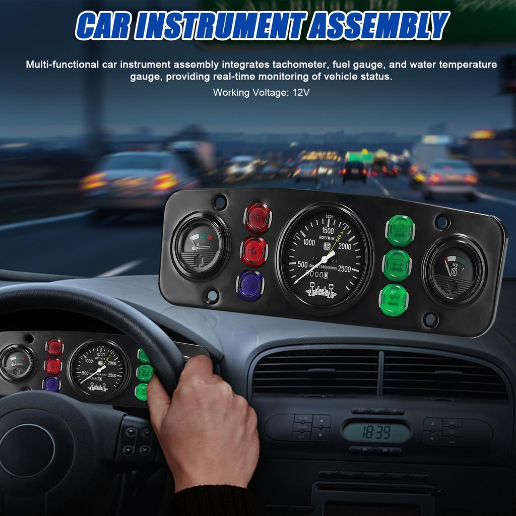 Multifunktionales Auto-Tachometer, Tankanzeige, Wassertemperaturanzeige, modifiziertes Kfz-Instrument