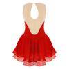 Figure Ice Skating Dress for Girls Sleeveless Glitter Rhinestone Chiffon Patchwork Ballet Dress Gymnastics Leotard Dancewear