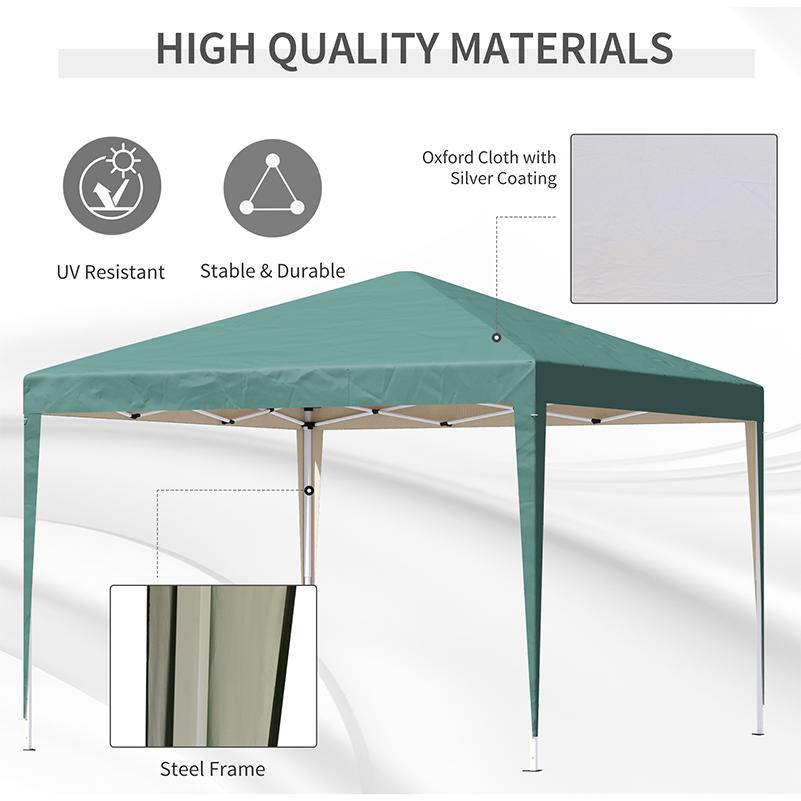 3 X 3M Garden Pop Up Gazebo Height Adjustable Marquee Party Tent Wedding Canopy With Carrying Bag Green