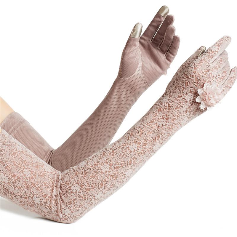 Sommer dünne Eis Seide Fahrhandschuhe Touchscreen Sonnenschutz Spitze lang
