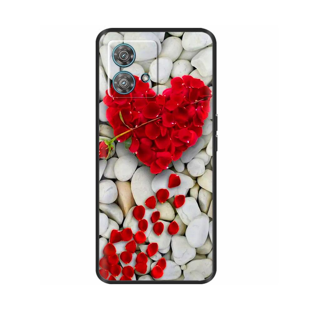 For Motorola Edge 40 Neo Case Cute Soft Black Silicone Phone Back Cover for Moto Edge40 Edge 40 Neo Protective Shell Cases Coque