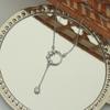 Japanese and Korean Cool Style High-end Accessories, Niche Design Long Zircon Tassel Pendant, S925 Sterling Silver Circle Necklace