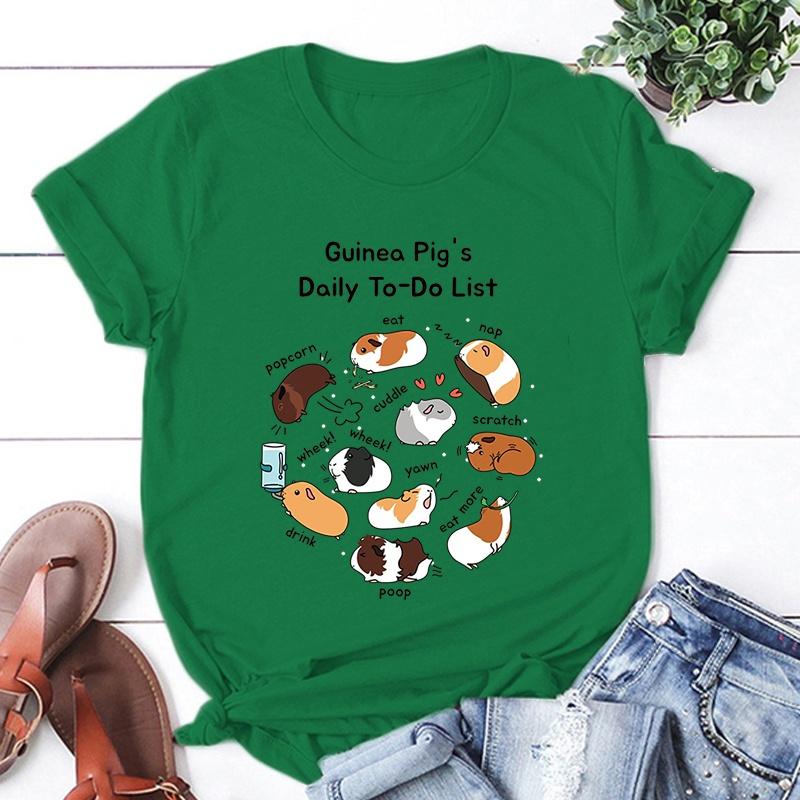 

Fashion Guinea Pig Daily To Do List T-Shirt Men Women Cartoon T-Shirt Harajuku Streetwear T-Shirt Casual Tops Tees Shirt 6XL зелёный