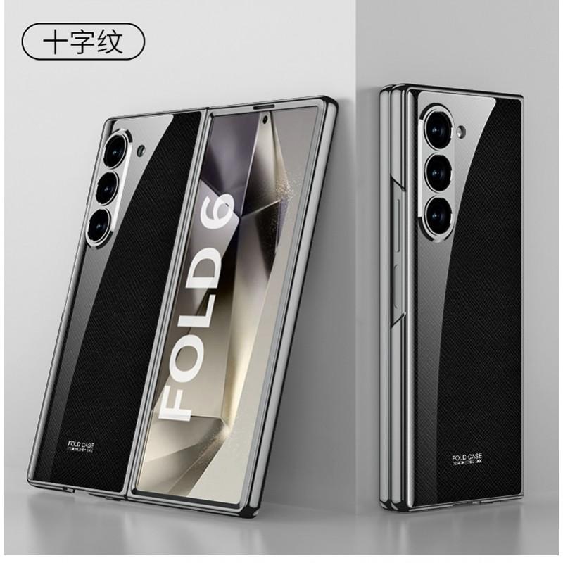 Galaxy Z Fold6 Hülle Galvanisierte Glasrückseite Hartschalen-Schutzhülle Damen Anti-Drop Faltbares Telefon