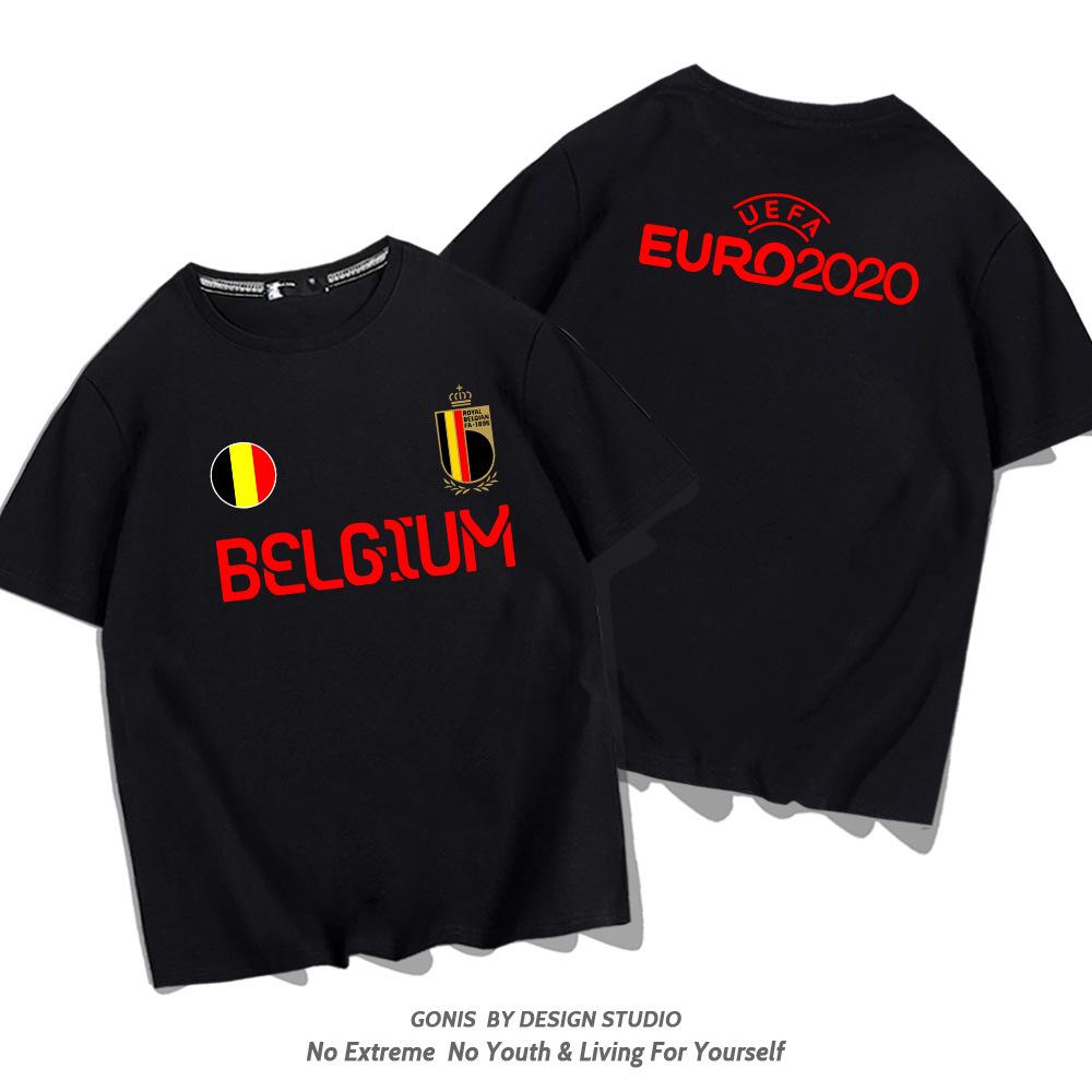 2021 European Cup Italy England France Belgium Germany Spain Football National Team Short Sleeve T-Shirt 155XXS
