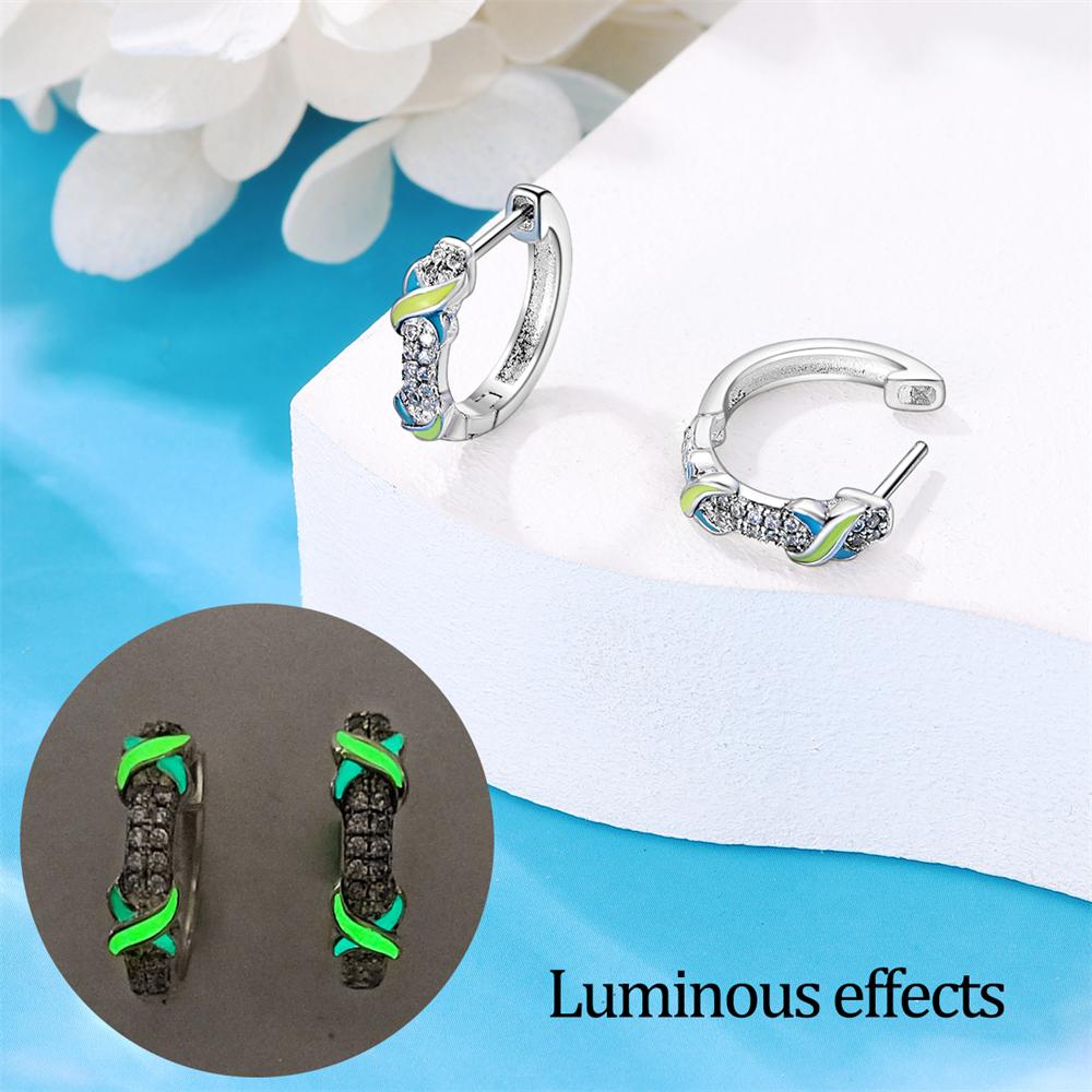 Earrings Luminous Colored Ear Loop 925 Silver Hoop Earrings Jewelry Women Purple Zircon Designer Anniversary Gift