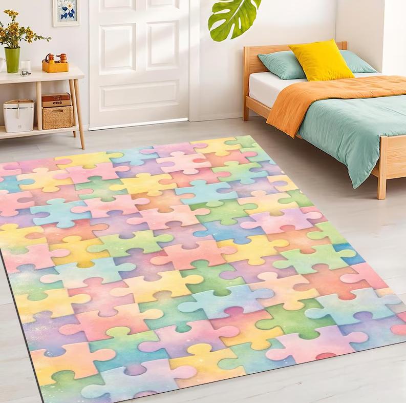 Modern abstract irregular colored area carpet multi-color shaped printed anti slip floor carpet suitable for home decoration