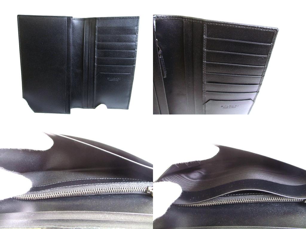 Authentic BVLGARI Serpenti Scaglie Black Leather Flap Long Wallet #b294 Open Box