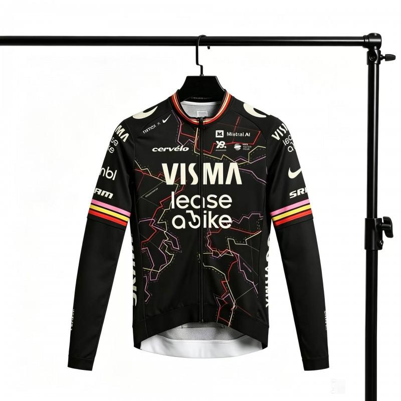Mens Cycling Jersey Breathable Quick-Dry Aerodynamic Short Sleeve With Team Visma Map Design