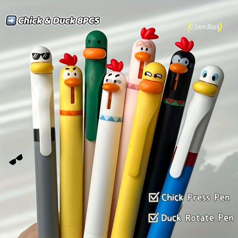 4 szt. Długopis do pisania, Uroczy i zabawny styl Długopis Kreatywny obrotowy długopis żelowy Kurczak wciskany długopis żelowy 0,5 mm Czarny Artykuły biurowe