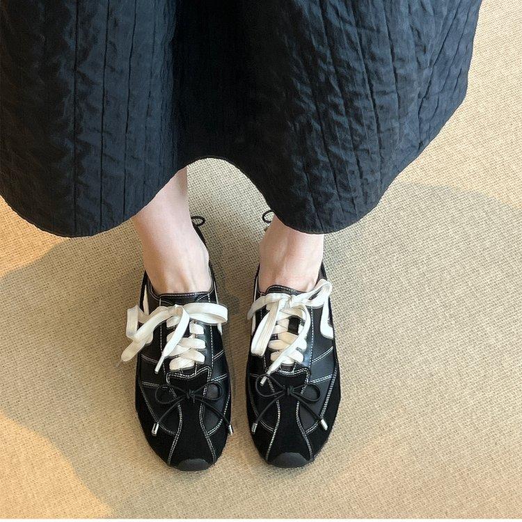 Whole sheepskin~ French retro style fashion round head German training shoes women's niche Forrest Gump shoes versatile inner height increase single s