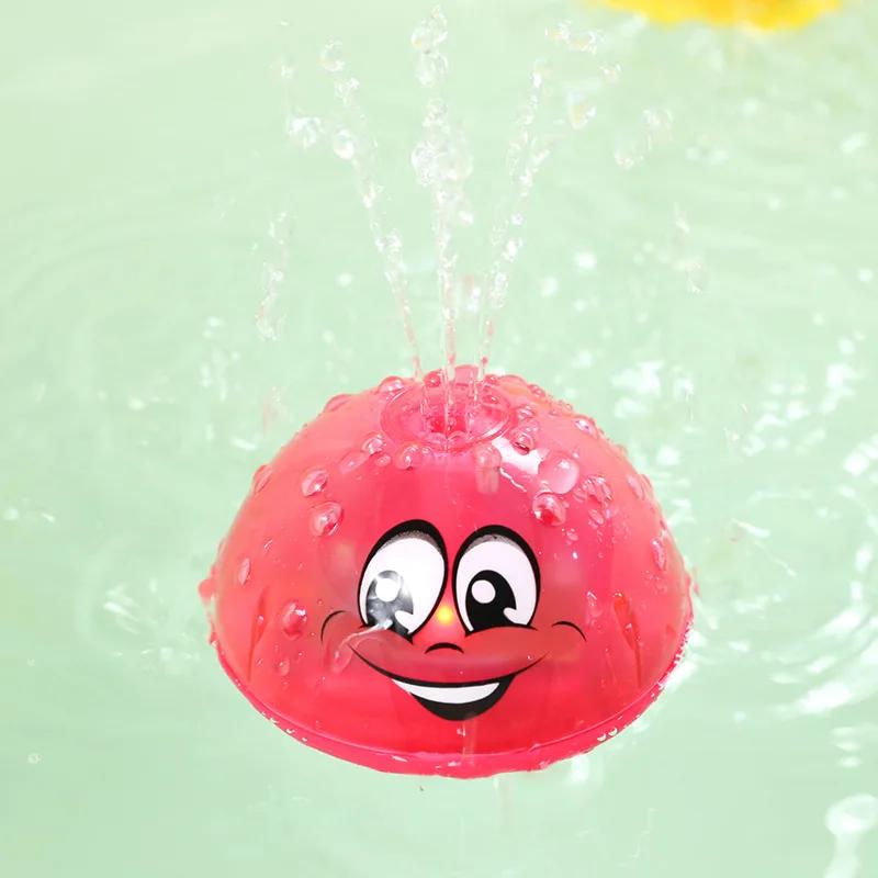 Baby Bath Toys Electric Inductive Water Spray Ball with Light Bathroom Bathtub Swimming Toys for Toddler Infant Children красный