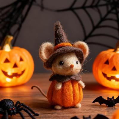2025 Halloween Cute Pumpkin Mouse Felt Finished Product Family Holiday Atmosphere Decoration High Quality Cute Ghost Gifts