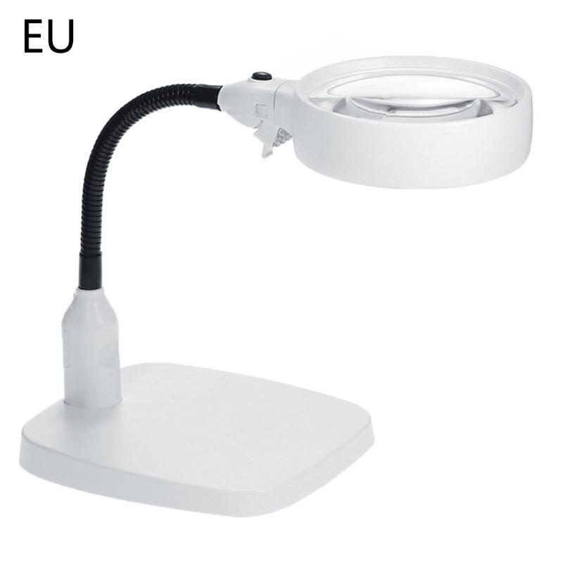10-fache Lupenleuchte Lupe mit Licht & Ständer Freihändige Lupe mit 6 LED-Lichtern Kompatibel für m/ Arbeit, Lesen