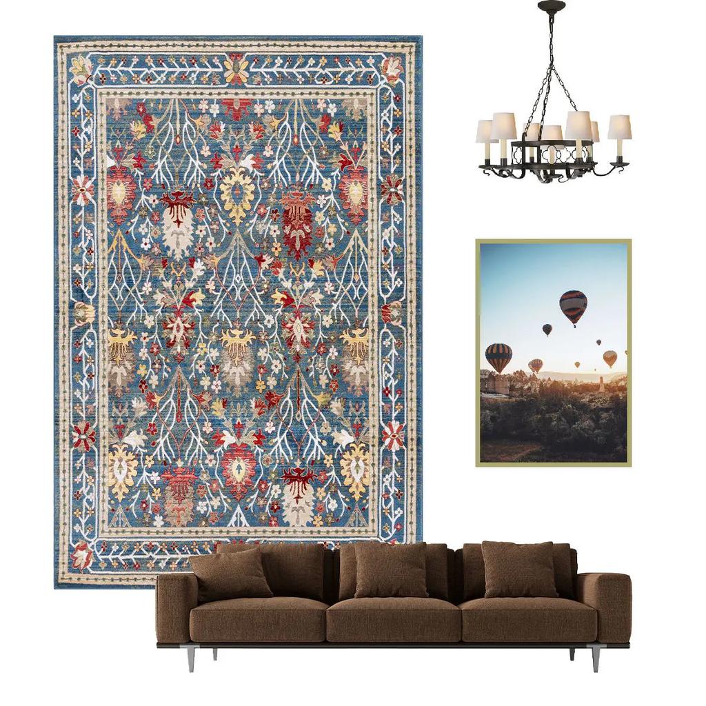 Nordischer ethnischer Stil Retro Teppich Wohnzimmer Dekoration Teppiche Zuhause Schlafzimmer Rutschfeste Matte Persisches Hofmuster Große Fläche Matte