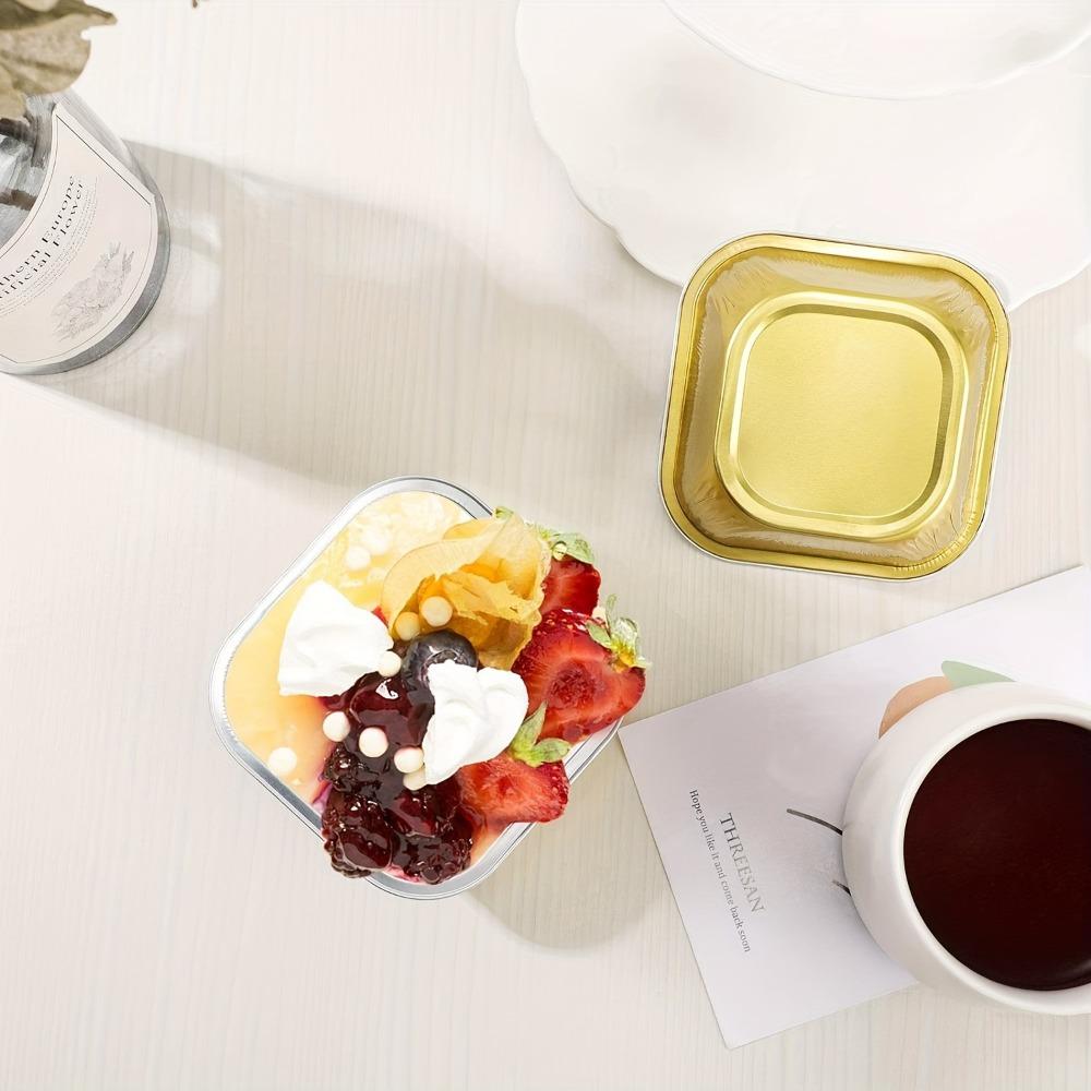 50pcs Square/Round Tin Muffin Boxes with Lids Dessert Container Mini Cupcake Mold  Commercial