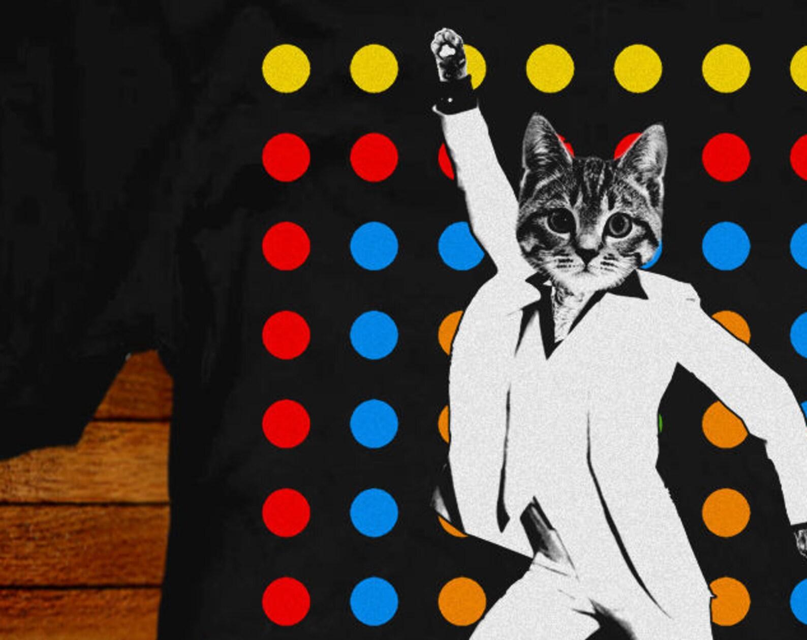 Kitty Cat Disco T shirt: Saturday Night Fever Style XL