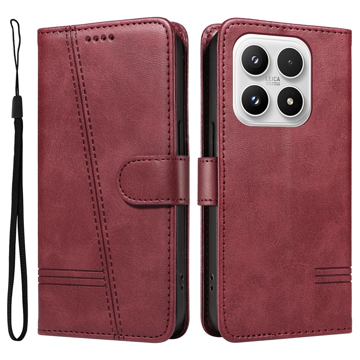 

For Xiaomi 17 Wallet Case T-Shape Lines Leather Phone Cover Stand