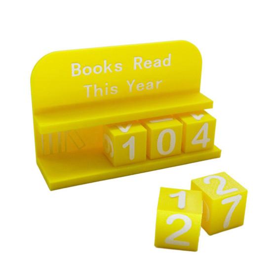 Yousheng 1 Set 3D Printed Reading Tracker Book Read This Year Counter with Number Blocks Reading Nook Decoration for Bookshelf Desk Reading Challenge