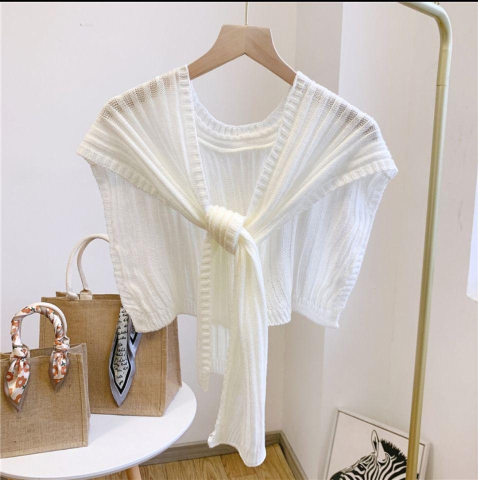 Shawl White Fake Collar Women Detachable Collars Warm Stripe Shoulder Wrap Knit False Collar Scarf Neckline Neckband Faux Col