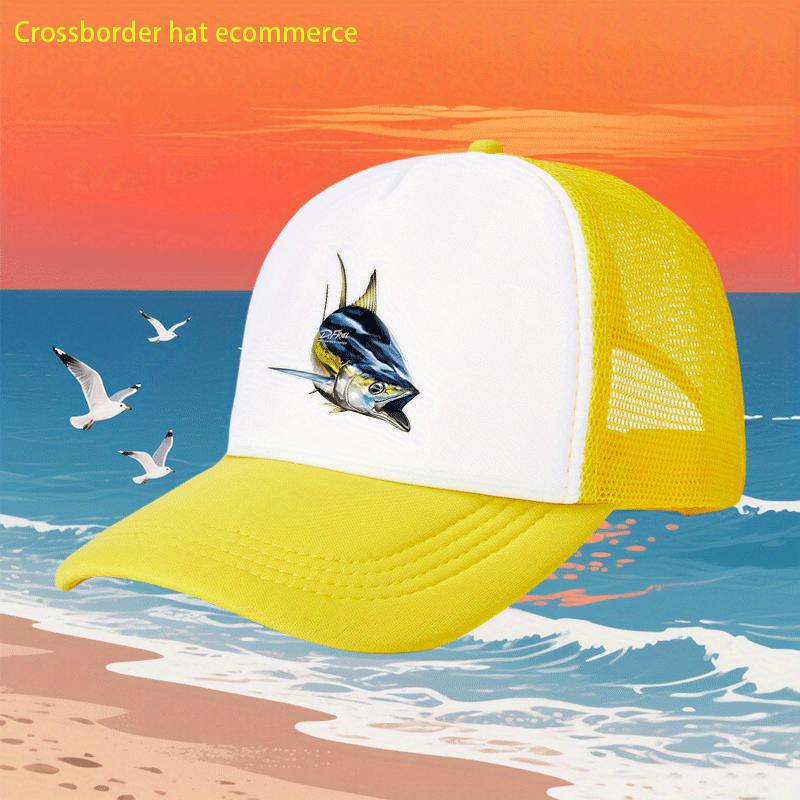 Tuna Fish Print Trucker Hat Breathable Mesh Baseball Cap Casual Outdoor Sports Adjustable Summer Hat