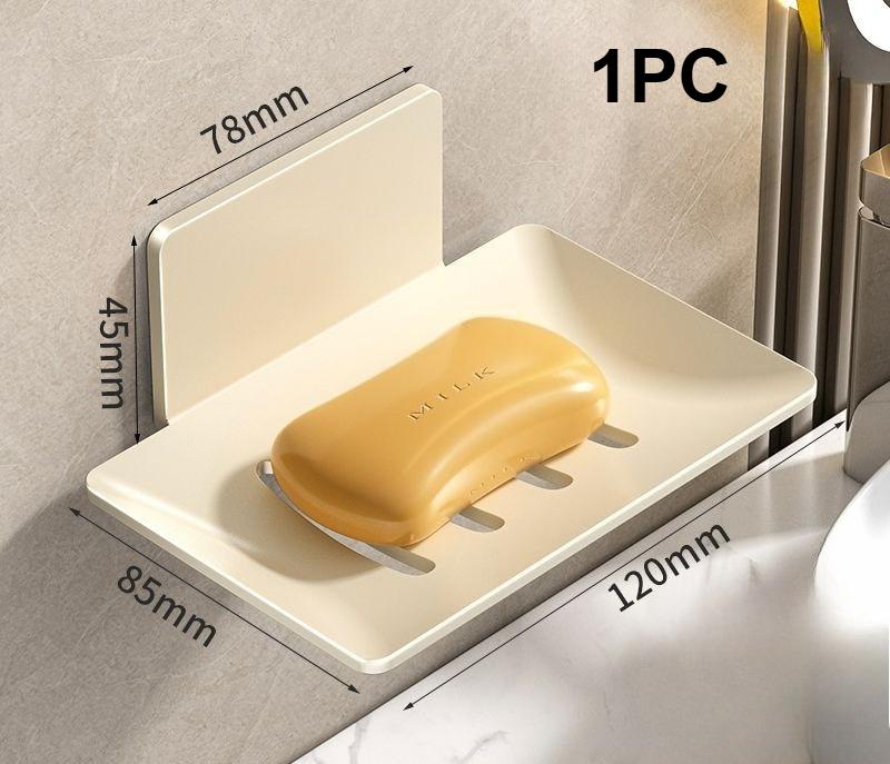Household Bathroom No-Drill Wall Mounted Space Aluminum Soap Rack Drain Water To Prevent Rust Soap Storage Rack 1/2/3pcs