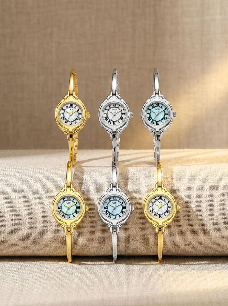 GEDI Women's Vintage Round Dial Thin Strap Waterproof Quartz Wristwatch