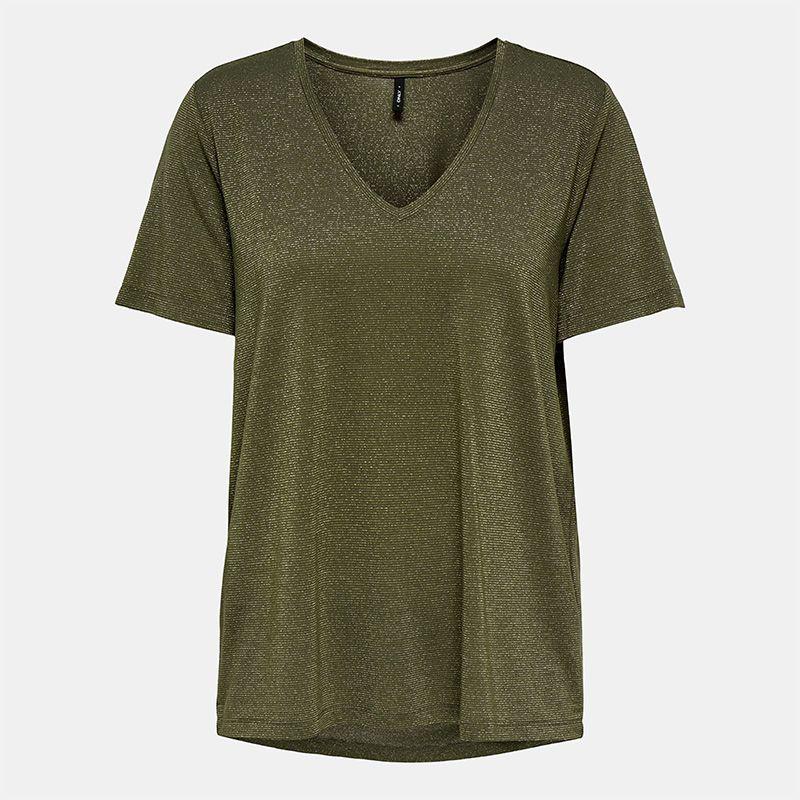 Tee shirt col V à pailettes Harly Femme ONLY