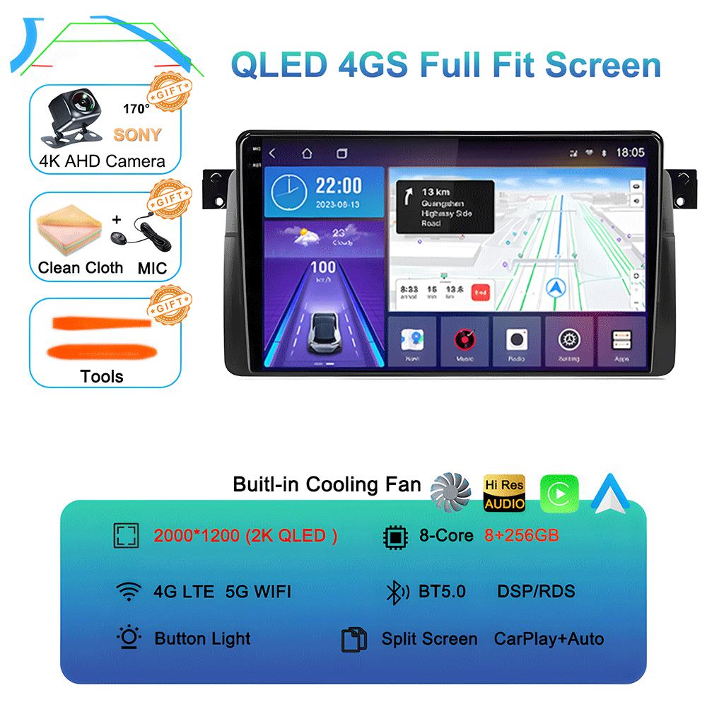 Android 14 Car Radio For BMW E46 M3 1998-2006 Multimedia Video Player 2Din 4G WIFI GPS Navigation Carplay Head Unit 360 Camera