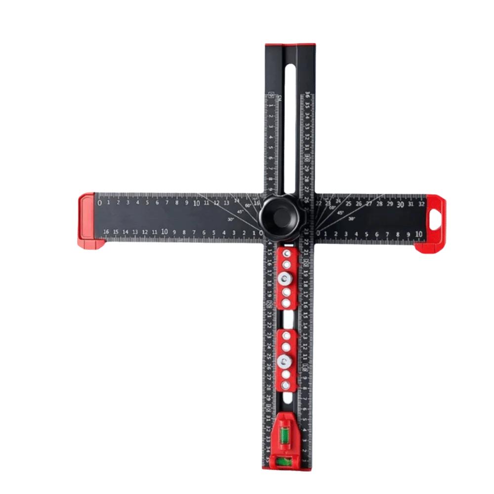 T-Square Ruler Drill Locator DIY Tools Adjustable Angle Cabinet Hardware Jig Built-in Bubble Level 2in1 Woodworking Tools