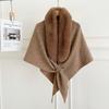 Faux Fox Fur Knit Shawl Warm Triangle Scarf Elegant Faux Fur Collar Wrap  Outdoor