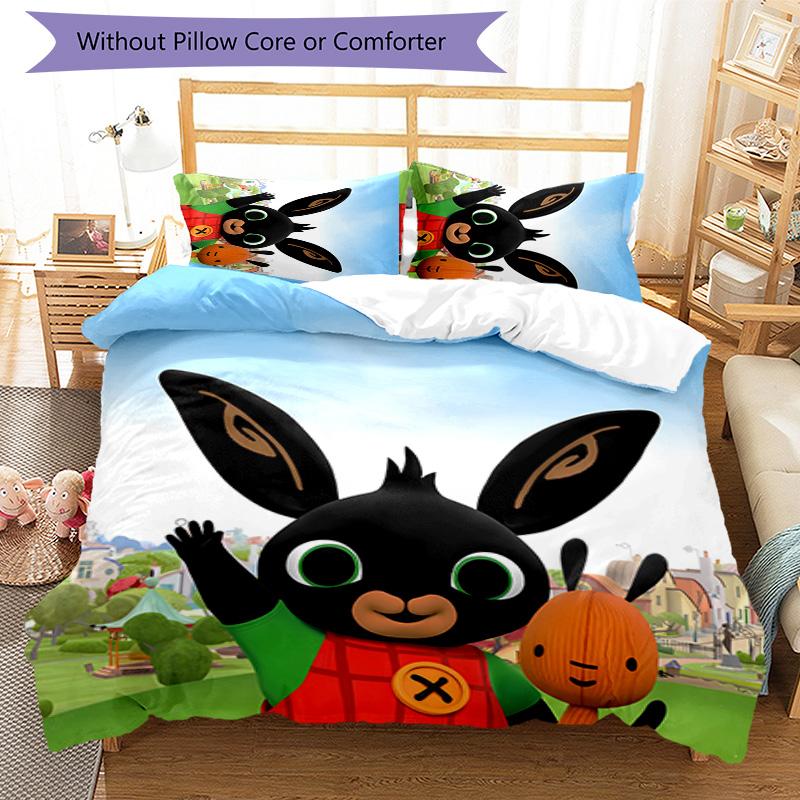 3pcs Bing pattern bedding set duvet cover set includes duvet cover &pillowcases,perfect all season bedroom decoration&gift