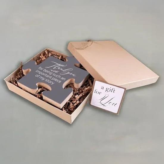 Dřevěná puzzle dekorace stolní puzzle ve tvaru ozdoby suvenýr dárek na rozloučenou a projev vděčnosti pro kolegy přátele