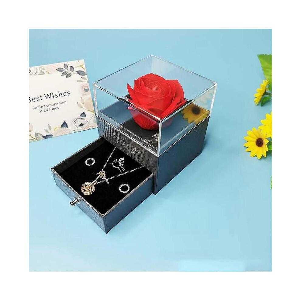 Rose Box, Infinity Rose Jewelry Gift Box, Real Rose Red, Rose Gift Kit