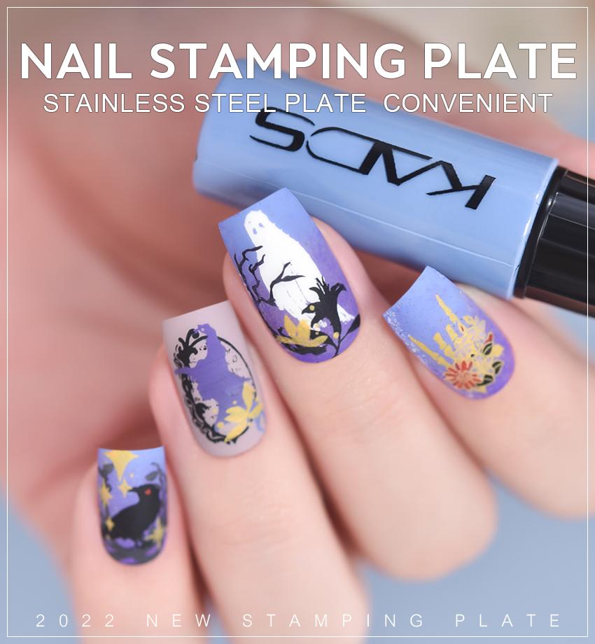 kads Nail Stamping Plate Halloween 015 Nail Printing Stencil Template Manicure Tool for Nail Design