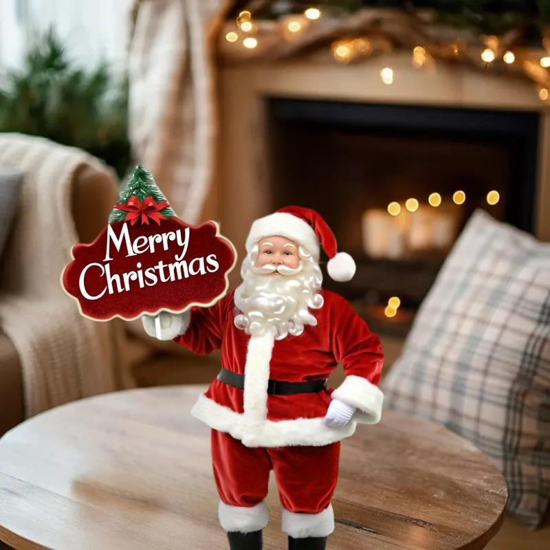 1 Pezzo Babbo Natale Giardino Interno ed Esterno Segno Decorativo Acrilico 2D Buon Natale Indossare Spina Bandiere da Giardino di Natale per Esterno