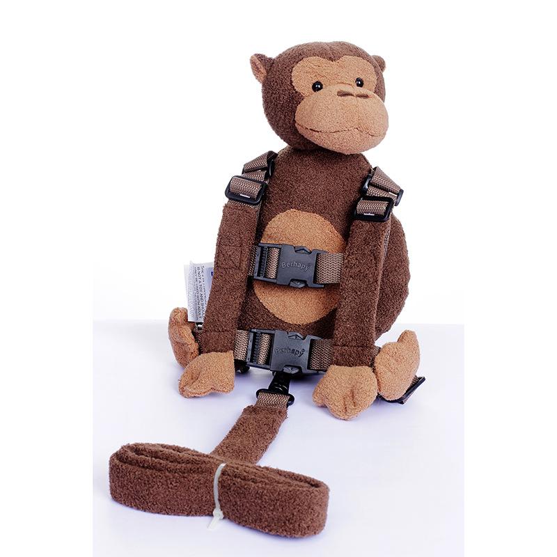 Children s Plush Monkey Cartoon Backpack - Cute and Simple Design коричневый