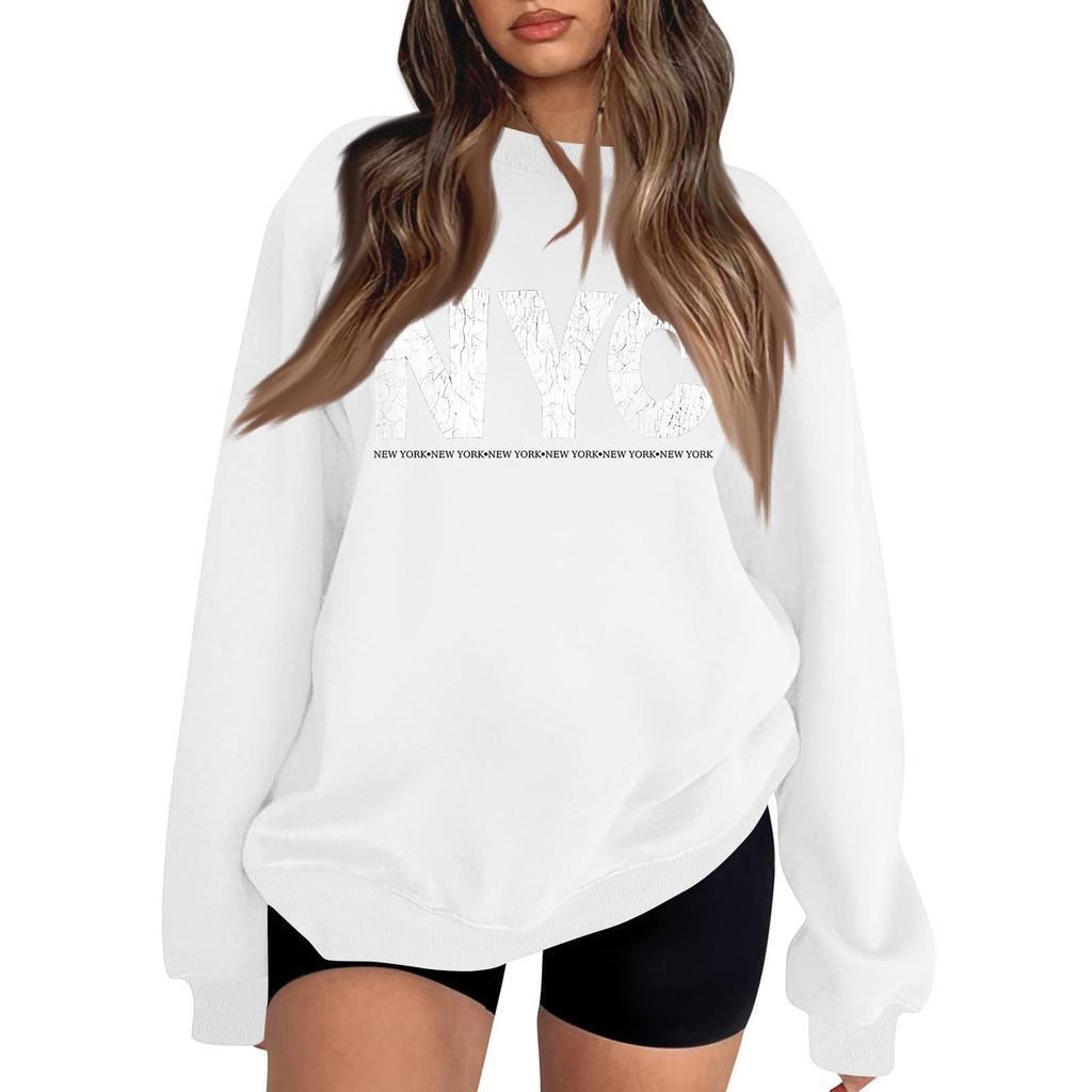 Lightweight Long Sleeve Pullover Sweatshirt for Men and Women Crew Neck Casual Fit Printed NYC Graphic Sweatshirt