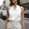 2026 New Summer Slim Fit V-Neck Sleeveless Blouse for Women, Cotton Breathable Casual Top