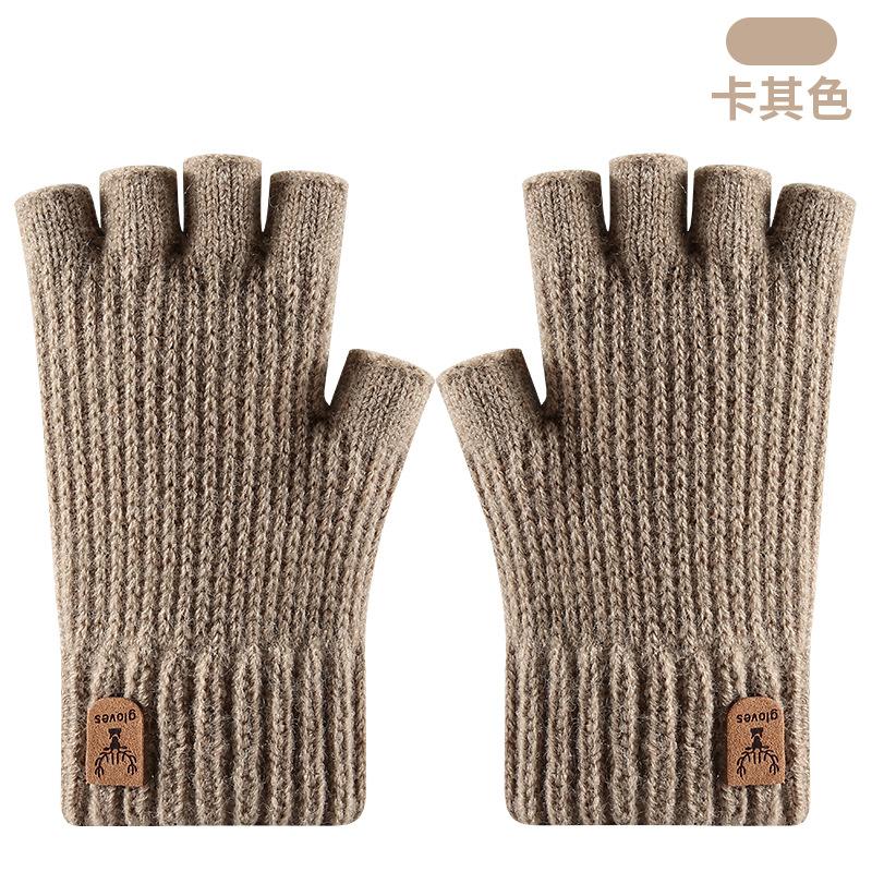 New Autumn and Winter Office Study Half-finger Gloves Warm and Cold-proof Knitted Gloves Outdoor Cycling Gloves