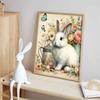 Flowers and Rabbit Full Diamond Painting Set, 5D Colorful Round Gemstone DIY Cross Stitch Decoration Home Wall Mural