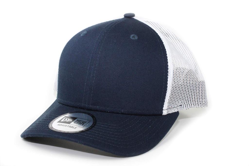 New Era Trucker Cap Low Profile Snapback In Deep Navy/White