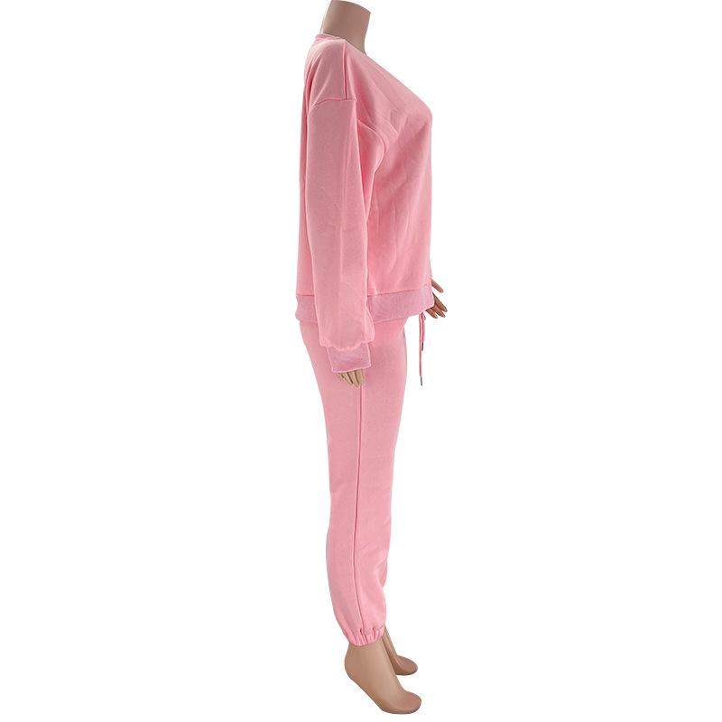 European Winter Women's Printed Hoodie & Pants Set