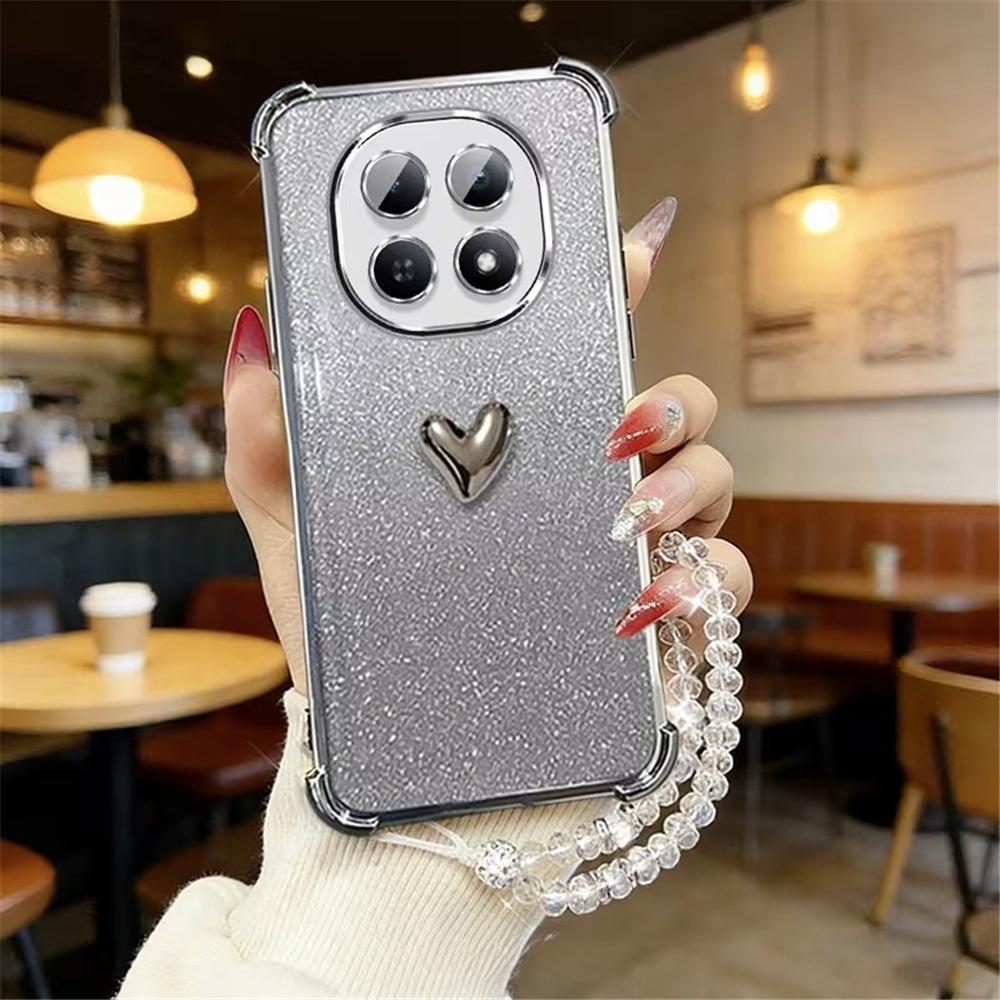 

3D Хрустальная Цепочка в Форме Сердца Чехол для Телефона Для iPhone 17 Air 16E 17 16 15 14 13 12 11 Pro Max Блестящий Ударопрочный Мягкий Силиконовый Чехол For iPhone 17